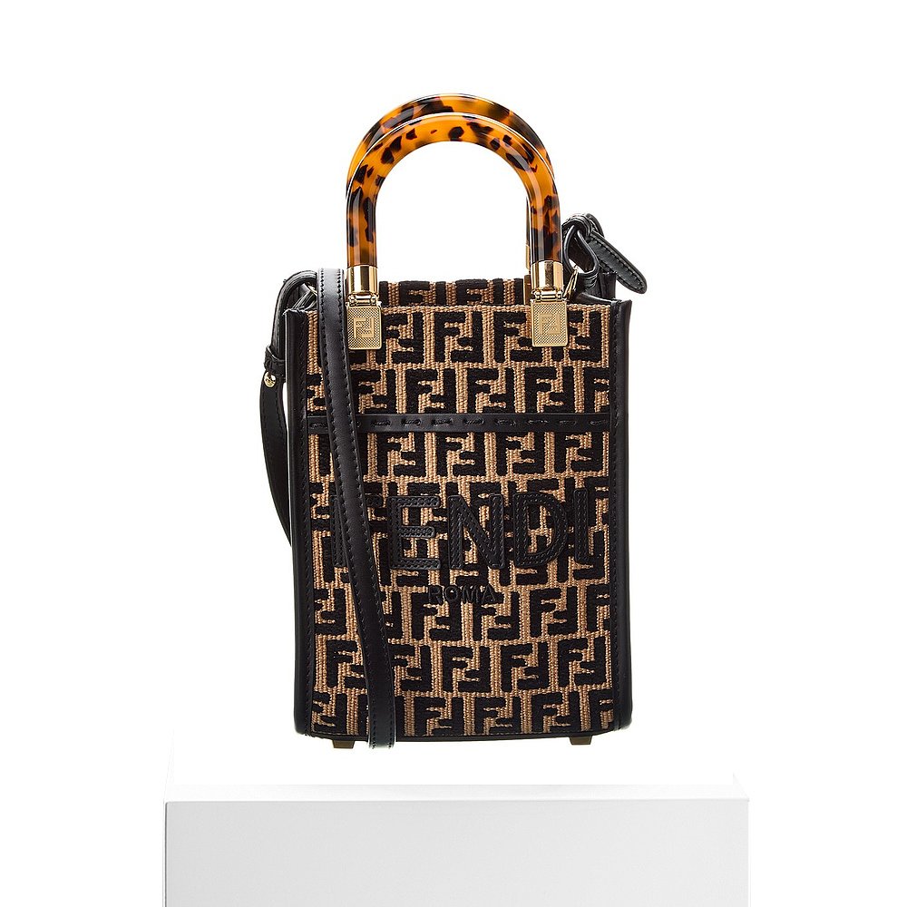 FENDI Sunshine Mini Raffia & Leather Tote - black 【美国奥莱 - 图3