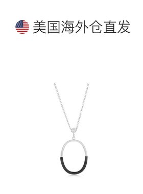 自营 simona纯银、黑色珐琅椭圆形项链 - 黑色 美国奥莱直发吊坠