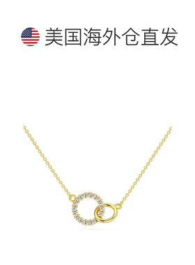 pompeii31/3 克拉迷你双圆钻石项链 14k 金吊坠 实验室培育 18 英