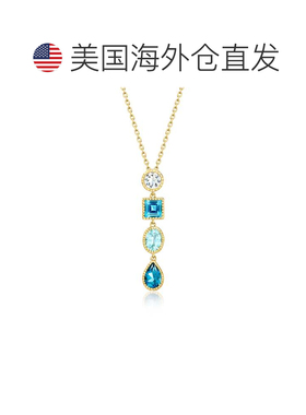 自营Ross-Simons White and Tonal Blue Topaz Pendant Necklace