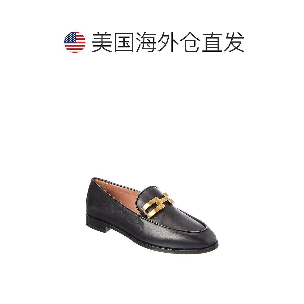 自营 Aquazzura Brandi 皮革乐福鞋 - 黑色 美国奥莱直发一脚蹬 - 图1