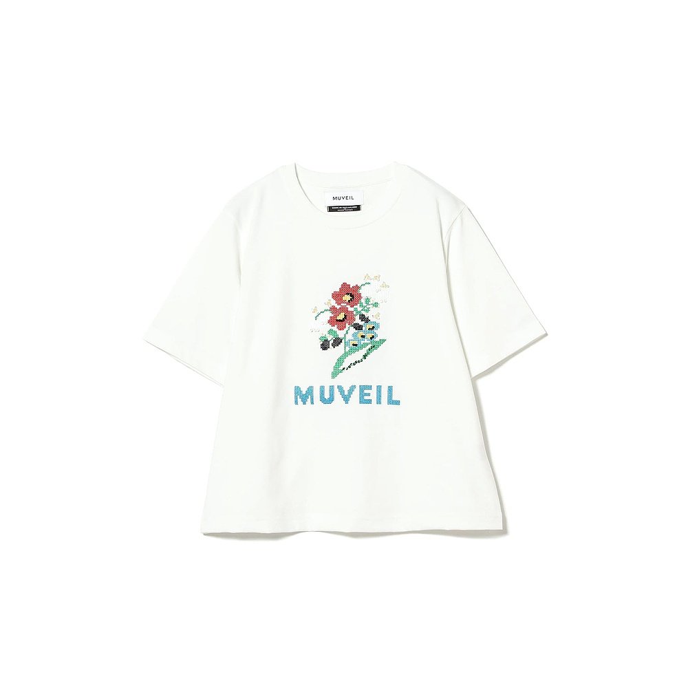 1h可退 日本直邮MUVEIL女士短袖刺绣花朵T恤宽松版型日常百搭 610 - 图0