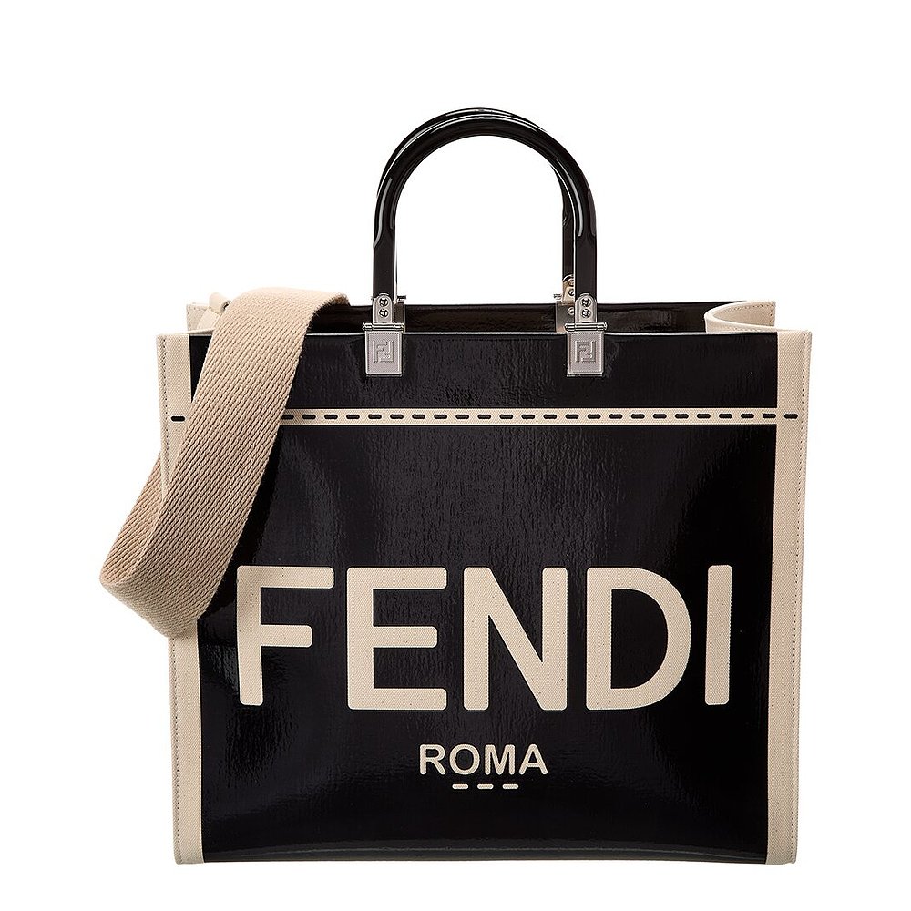 FENDI Sunshine Medium Patent Tote black【美国奥莱】直发-图2