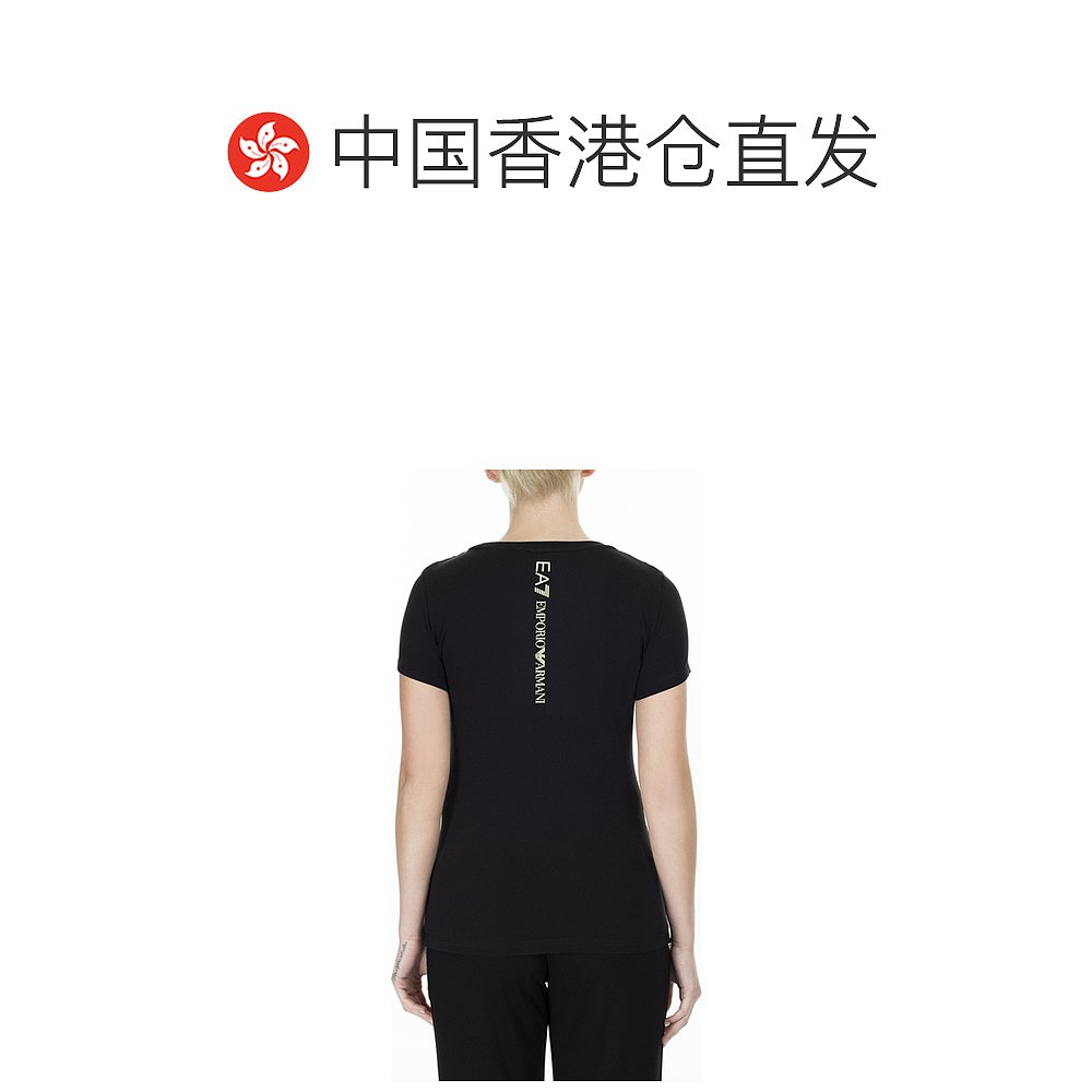 香港直邮EMPORIO ARMANI 女士黑色棉质T恤 3GTT62-TJ12Z-0210 - 图1