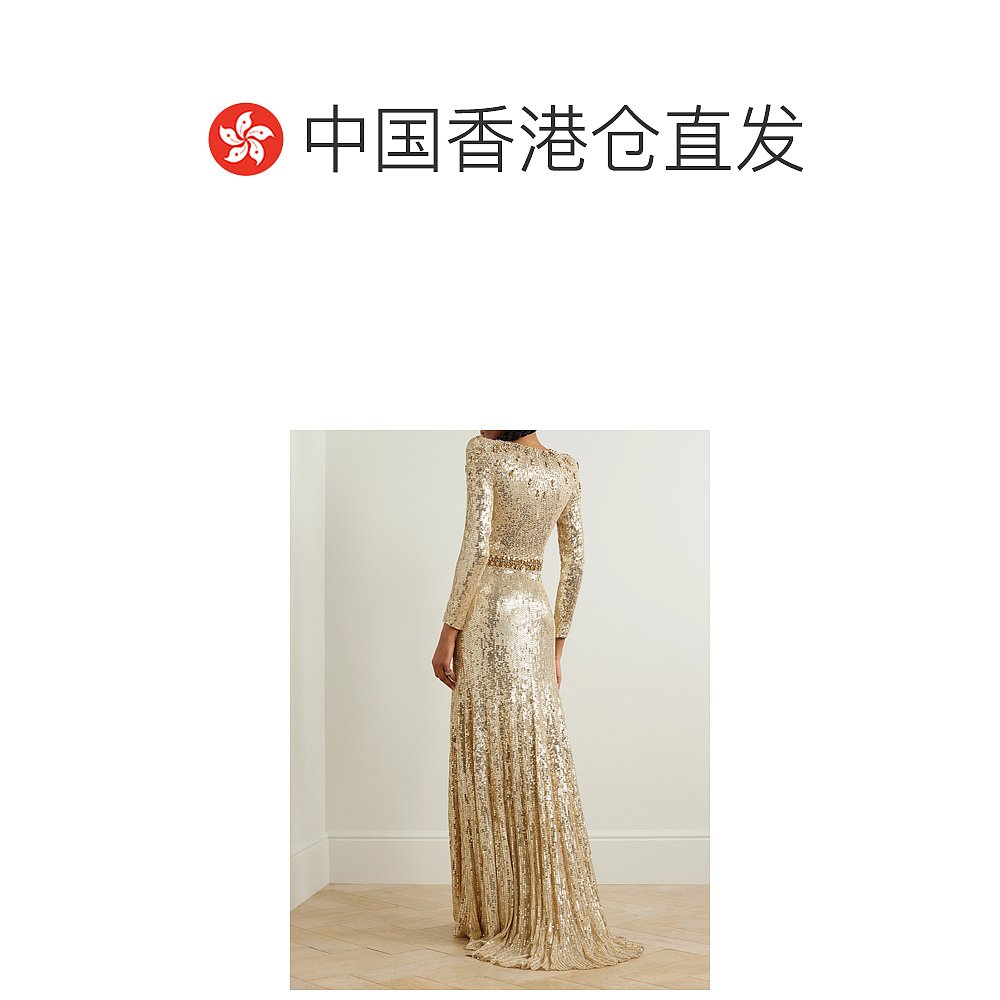 香港直邮潮奢 Jenny Packham 女士 Georgia 精饰珠片薄纱礼服 JPC - 图1