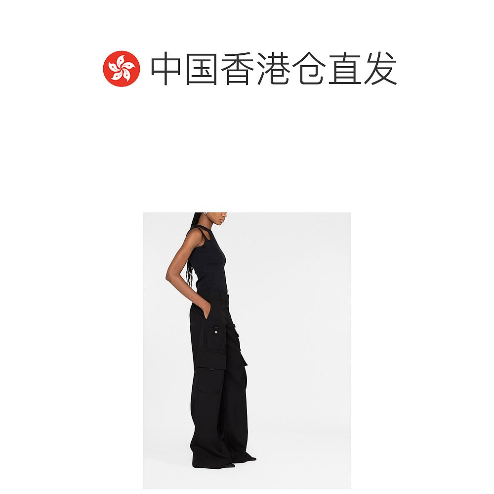 香港直邮潮奢 Off-White 女士黑色工装裤 - 图1