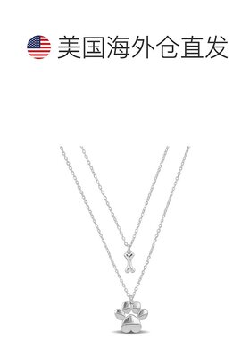 自营 925 纯银 Mimi & Max Paw and Bone Charm 双链项链 - 16+18