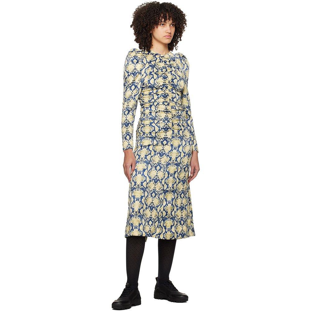 1h可退 香港直邮潮奢 GANNI 甘尼 女士 蓝色 & 米色 Snake Printe - 图2