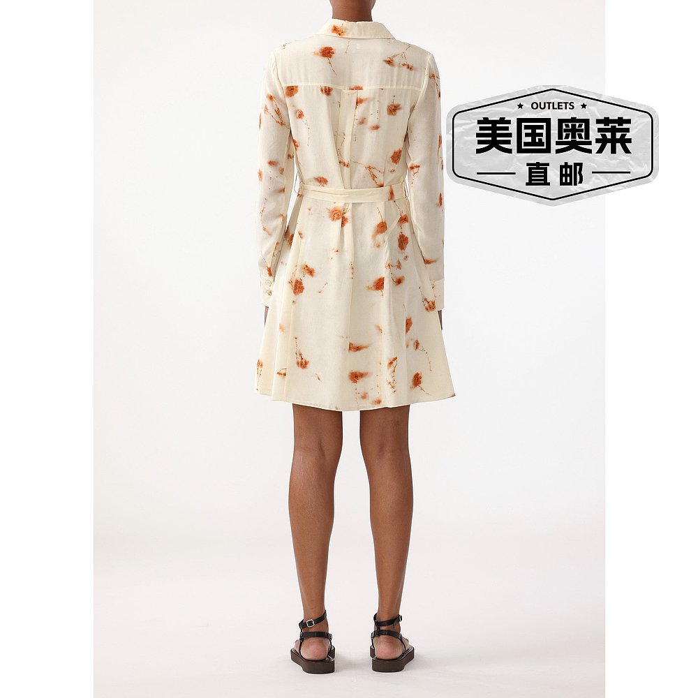 jason wuPrinted Silk Cdc Ls Short Dress W/ Self Belt beige-图0