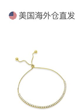 自营savvy cie jewelsSs 925 镀玫瑰白色 Cz 拉手手链 - 金色 【