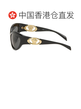 1h可退 香港直邮versace 范思哲 女士 黑色 Eclipse Cat-Eye 太阳