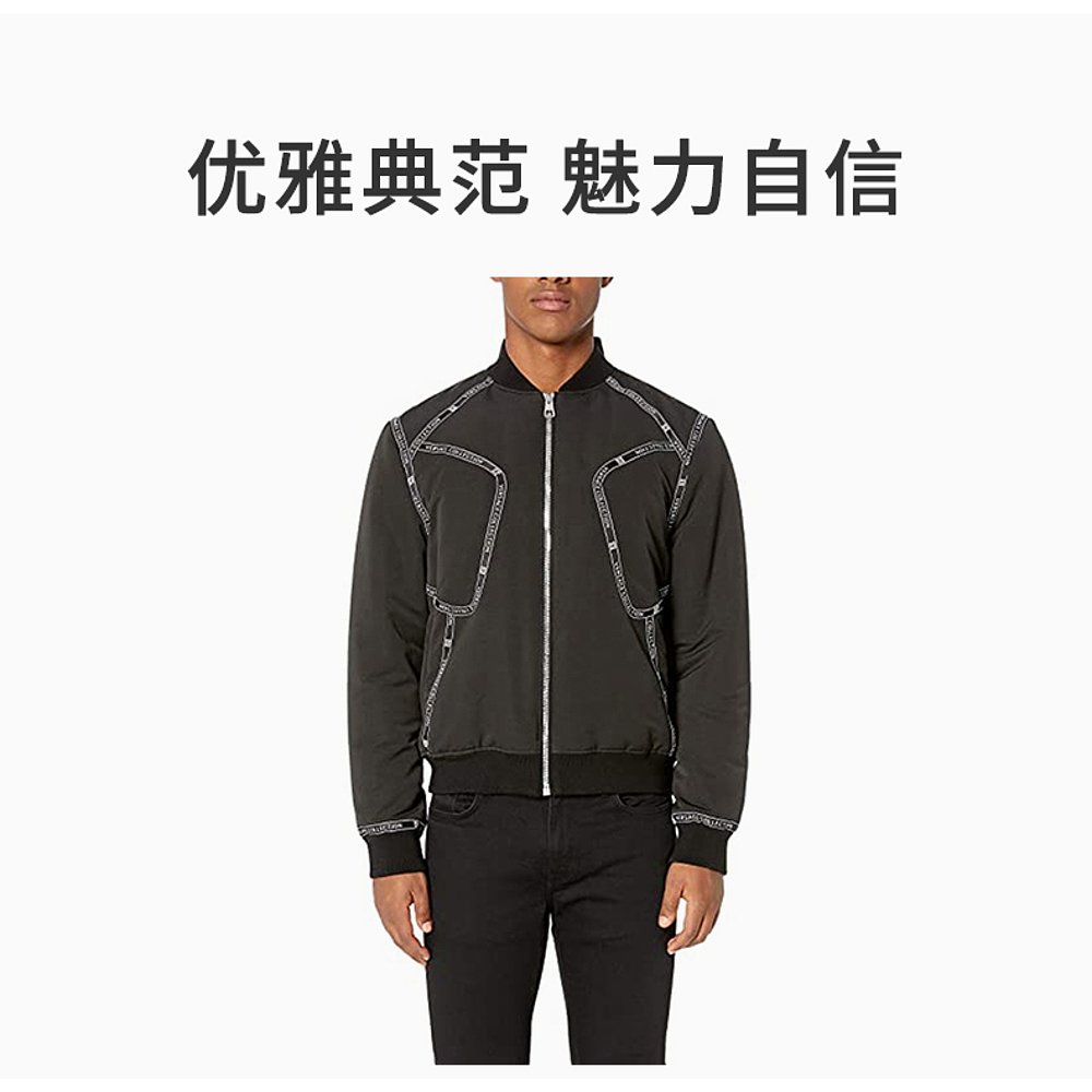 香港直邮VERSACE COLLECTION 男士黑色飞行员夹克 V500585-VT0189 - 图2