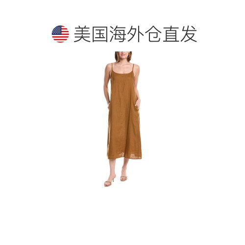 自营EILEEN FISHER Flare Linen Cami Dress - brown 美国奥莱直 - 图1
