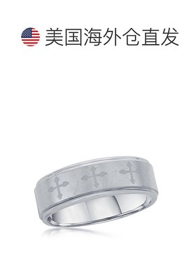 自营blackjackBACKJACK 拉丝和抛光十字钨戒指 - 银白色 美国奥莱