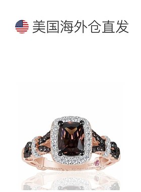 自营 Suzy Levian Rose 纯银棕色和白色立方氧化锆订婚戒指 - 棕