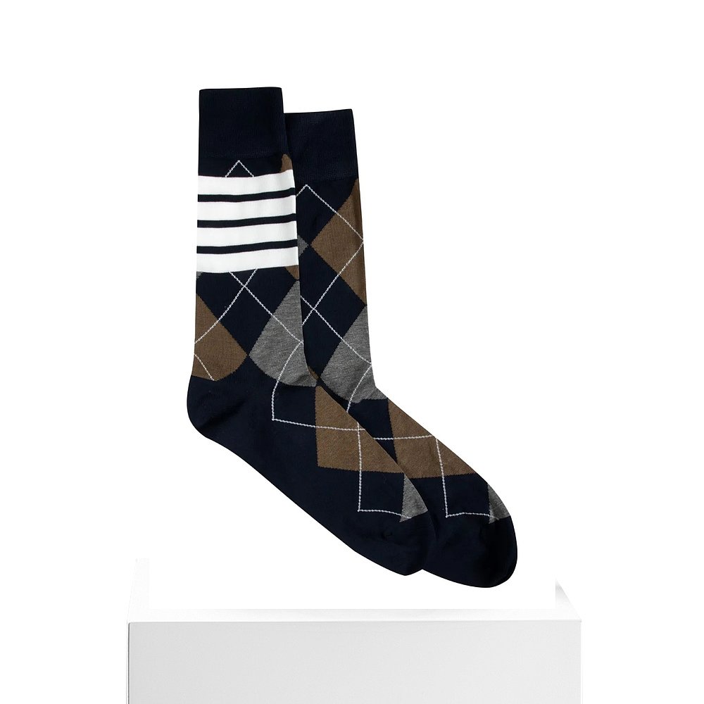 1h可退 THOM BROWNE 男士袜子 MAS205AY3012415 AW2025 深蓝色 - 图3