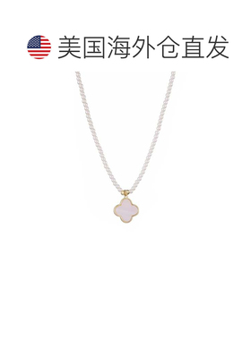 自营adornia14k镀金珍珠串三叶草吊坠项链-白色 美国奥莱直发