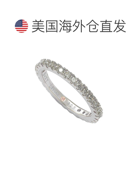 自营Suzy Levian 纯银薄白色方晶锆石永恒戒指 - 白色 美国奥莱直