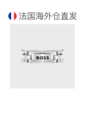 自营欧洲直邮HUGO BOSS雨果博斯 ARCHER男士银色精钢双B字母组合