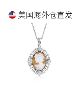 自营Ross-Simons Italian Orange Agate Cameo Pendant Necklace