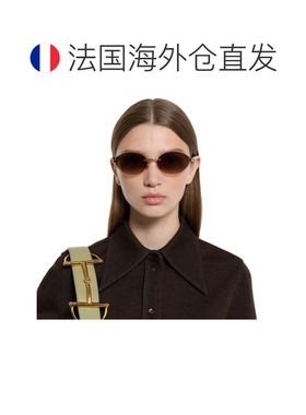 自营欧洲直邮GUCCI古驰 椭圆形象牙色无框太阳镜男女通用配饰