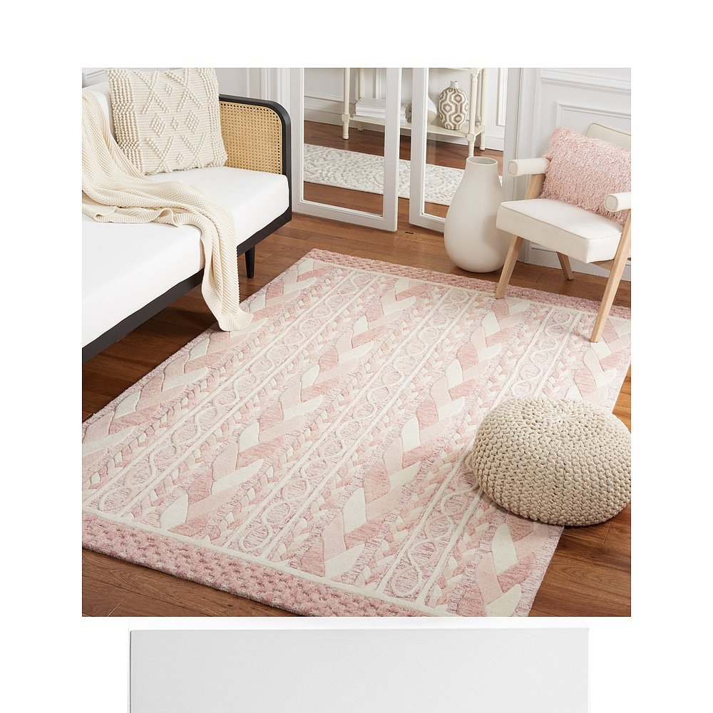 自营safaviehMetro Hand Made Area rug, Pink / Ivory Contempor - 图3