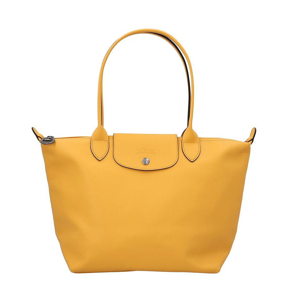 Longchamp Le Pliage Original 中号帆布和皮革托特包 - 橙色 【 - 图2