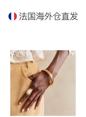 自营欧洲直邮Sezane 女士白色/金色黄铜/玻璃戒指配饰新款
