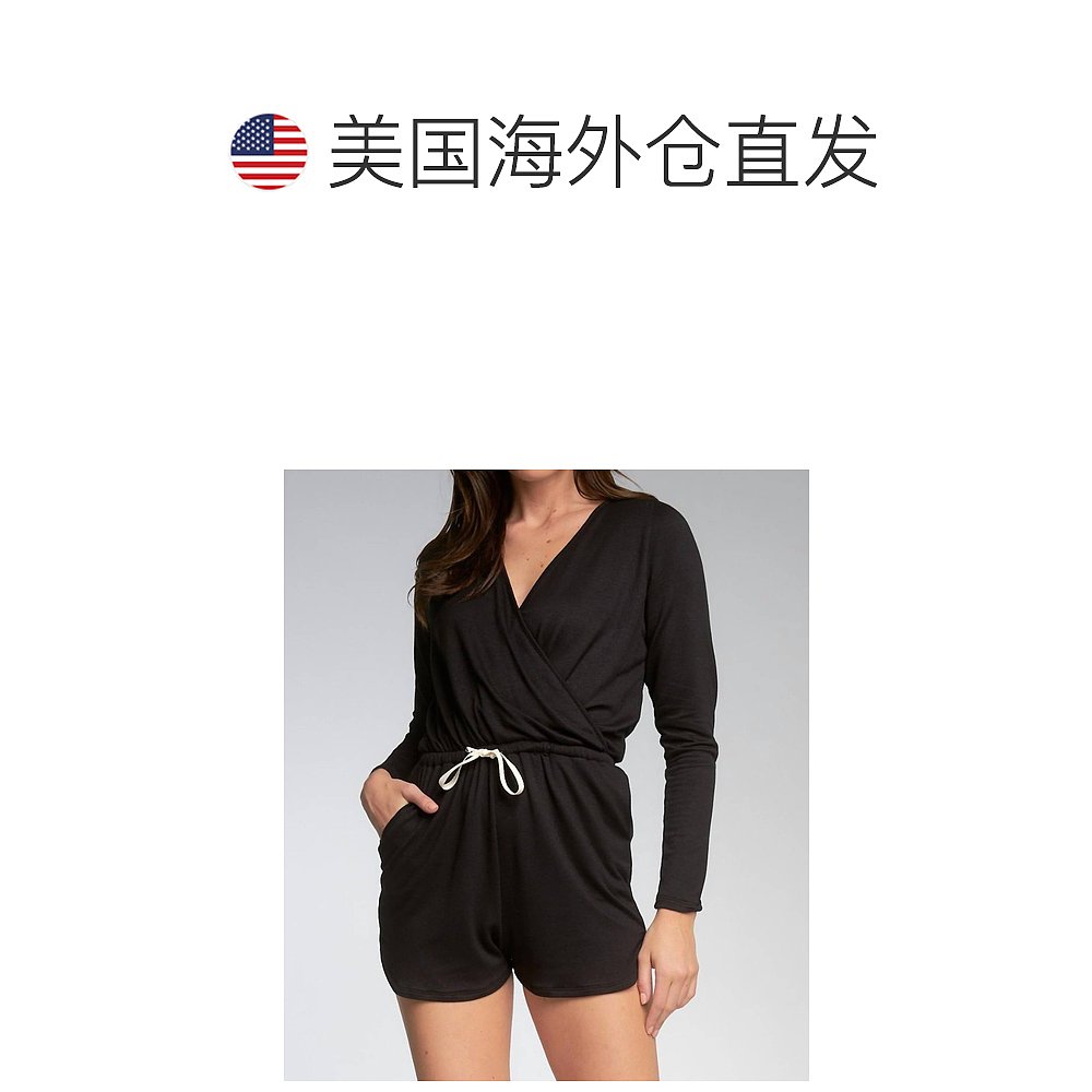 elanCarefree Long Sleeve Romper In Black black 【美国奥莱】 - 图1