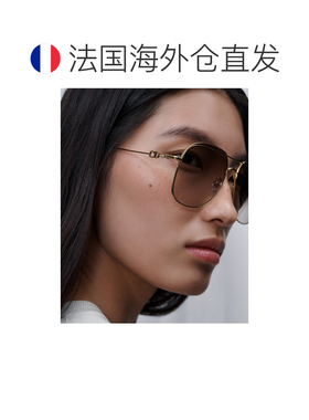 自营欧洲直邮Dior迪奥 Petit CD 女士金色金属棕色渐变飞行员太阳