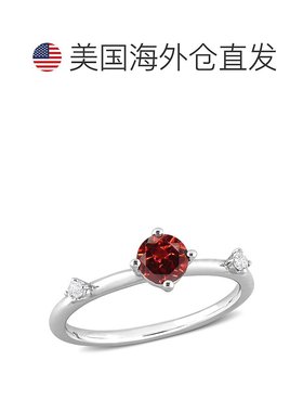 自营 mimi & max925 纯银 3/4 克拉 TGW 石榴石和白色托帕石三石