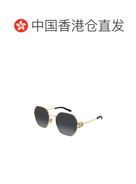 1h可退 香港直邮Gucci 古驰 女士 GOLD-GOLD-GREY 金属太阳眼镜 G