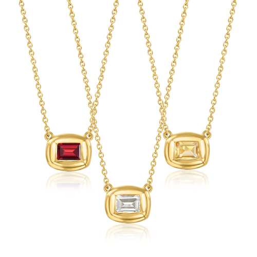 自营Ross-Simons Framed Birthstone Necklace in 18kt Gold Over - 图0