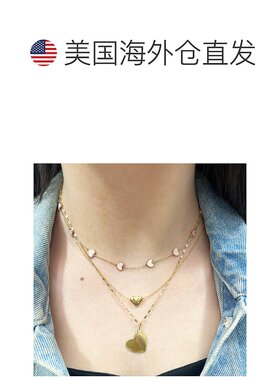 自营 the loveryPink Pearl Heart Station Necklace - pink pear