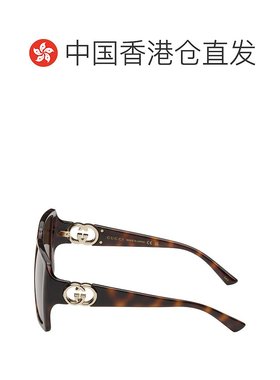 1h可退 香港直邮潮奢 Gucci 古驰 女士 棕色 Square Frame 太阳镜