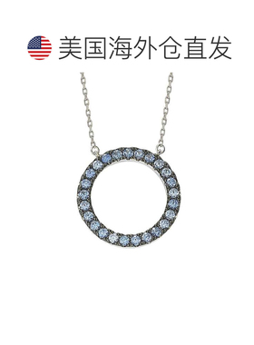 自营Suzy Levian 纯银蓝色方晶锆石圆形吊坠 - 蓝色 美国奥莱直发