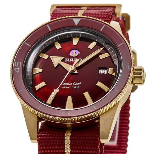 自营Rado Captain Cook Automatic Bronze Red Dial Fabric Strap - 图2