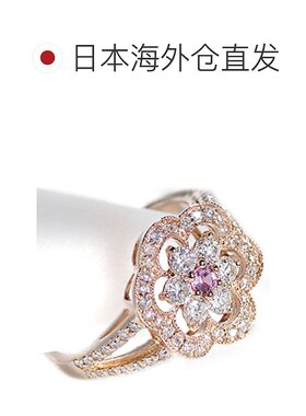 日本直邮(csr-ed-0136-18) 戒指 粉红蓝宝石和钻石花朵图案戒指 K