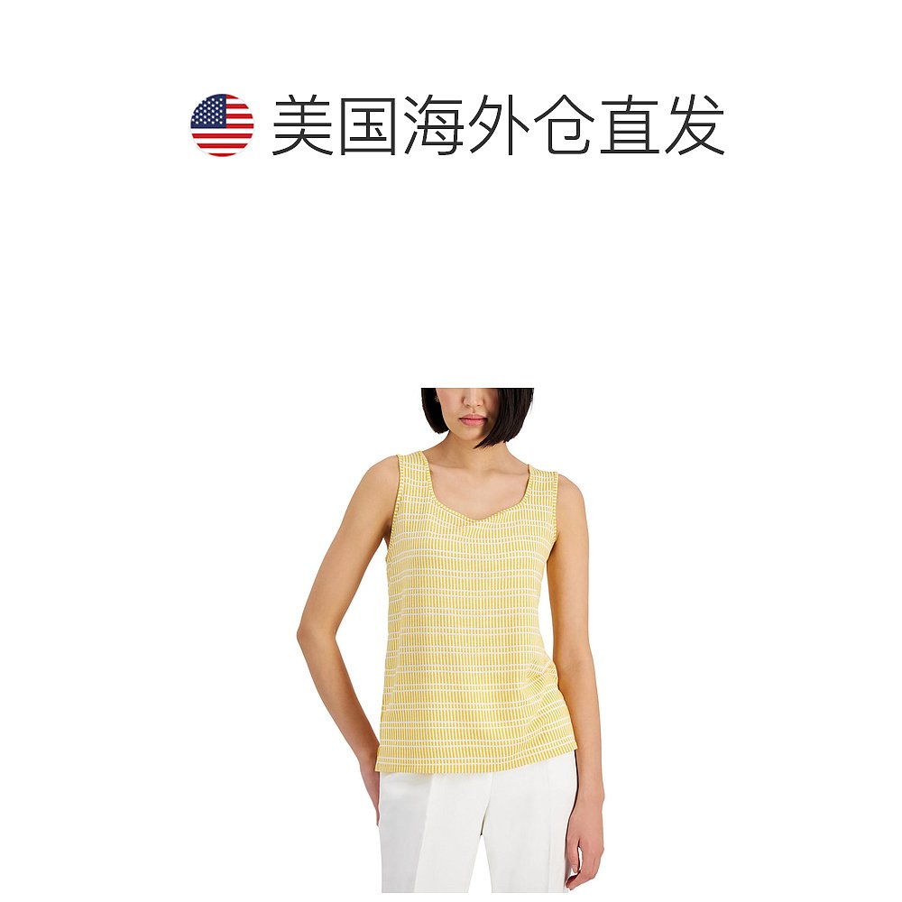 kasperWomens Scoop Neck Knit Tank Top- butterscotch/lily wh-图1