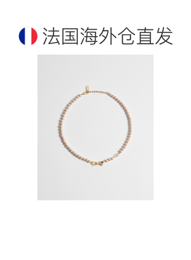 自营欧洲直邮Dior迪奥 CD Bow女士金色金属粉色树脂珍珠项链