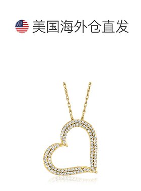 自营Ross-Simons Diamond Heart Pendant Necklace in 18kt Gold