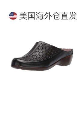 自营Women's Easy Spirit Dusk Clog Black Leather Round Toe Sl
