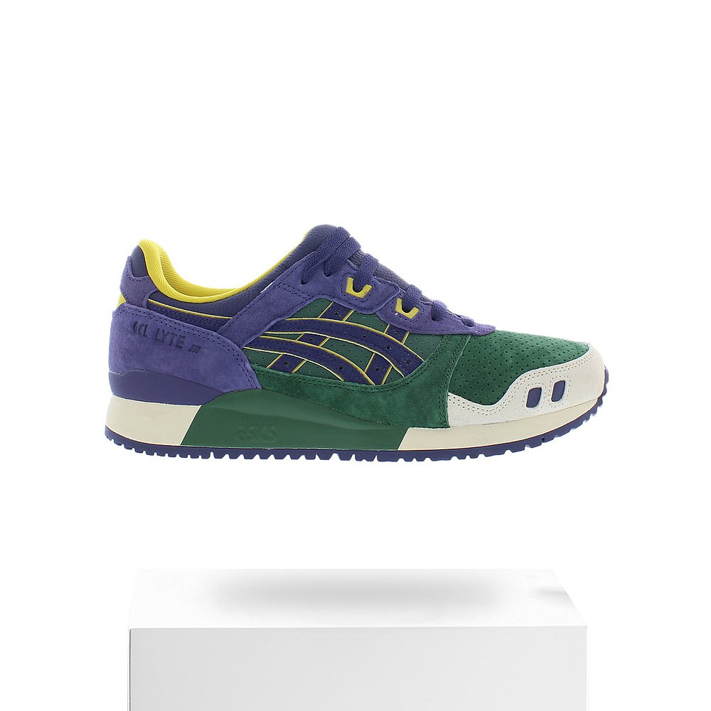 美国直邮Asics亚瑟士Gel-Lyte3 OG运动鞋紫绿色拼色系带革面绒 - 图3