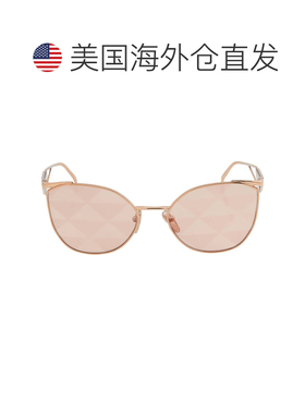 自营Prada粉红色顶部三角形银色不规则女士太阳镜PR 50ZS SVF05T