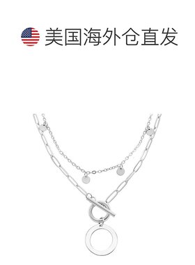 adornia抗锈镀银五彩纸屑和回形针分层字母开关项链 - silver-o