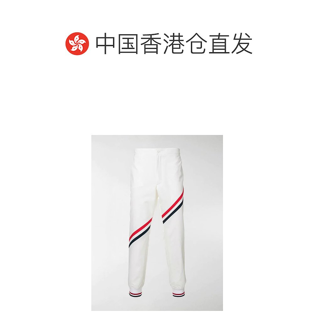 香港直邮THOM BROWNE 男士白色斜纹尼龙运动裤 MTU232A-02812-100 - 图1