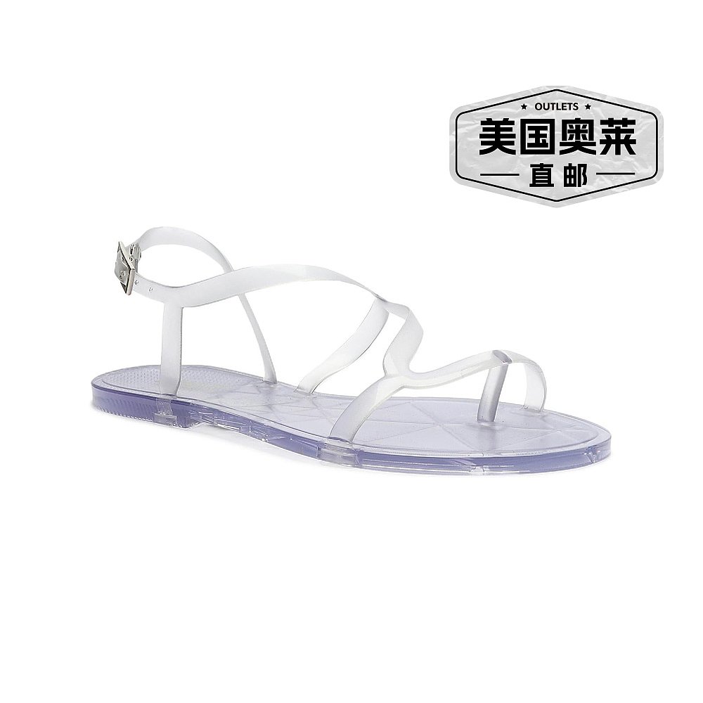 schutzTanner Womens Vinyl Buckle Flip-Flops- transparent cr-图0