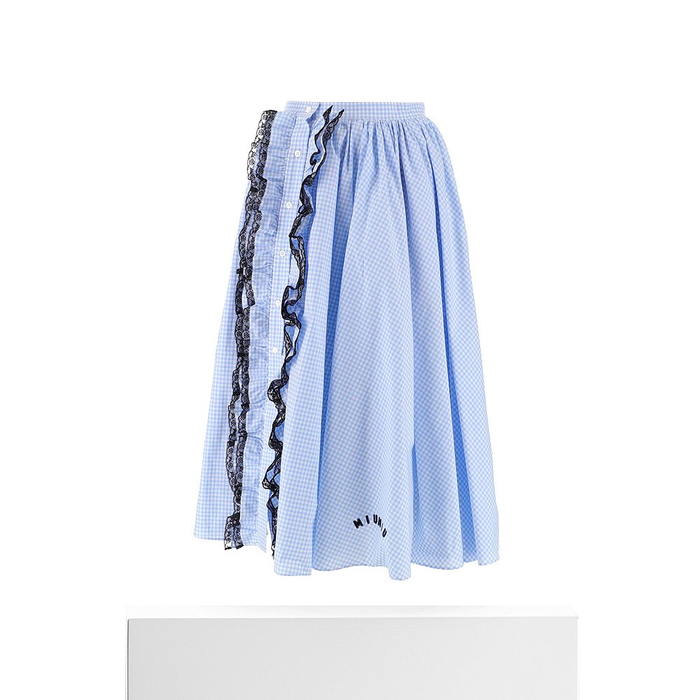 【99新未使用】香港直邮MIU MIU蓝色女士半裙 MG1549-1YJF-F0012-图3