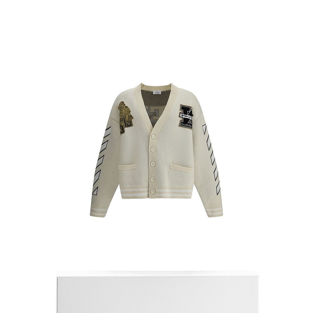 自营off-whiteOff- Moon Vars Knit Men's Cardigan - cream 美国 - 图3