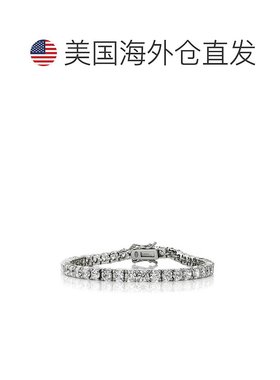 自营 GENEVIVE 纯银立方氧化锆网球手链 - 银白色 美国奥莱直发